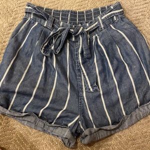 Blue and White Striped Shorts